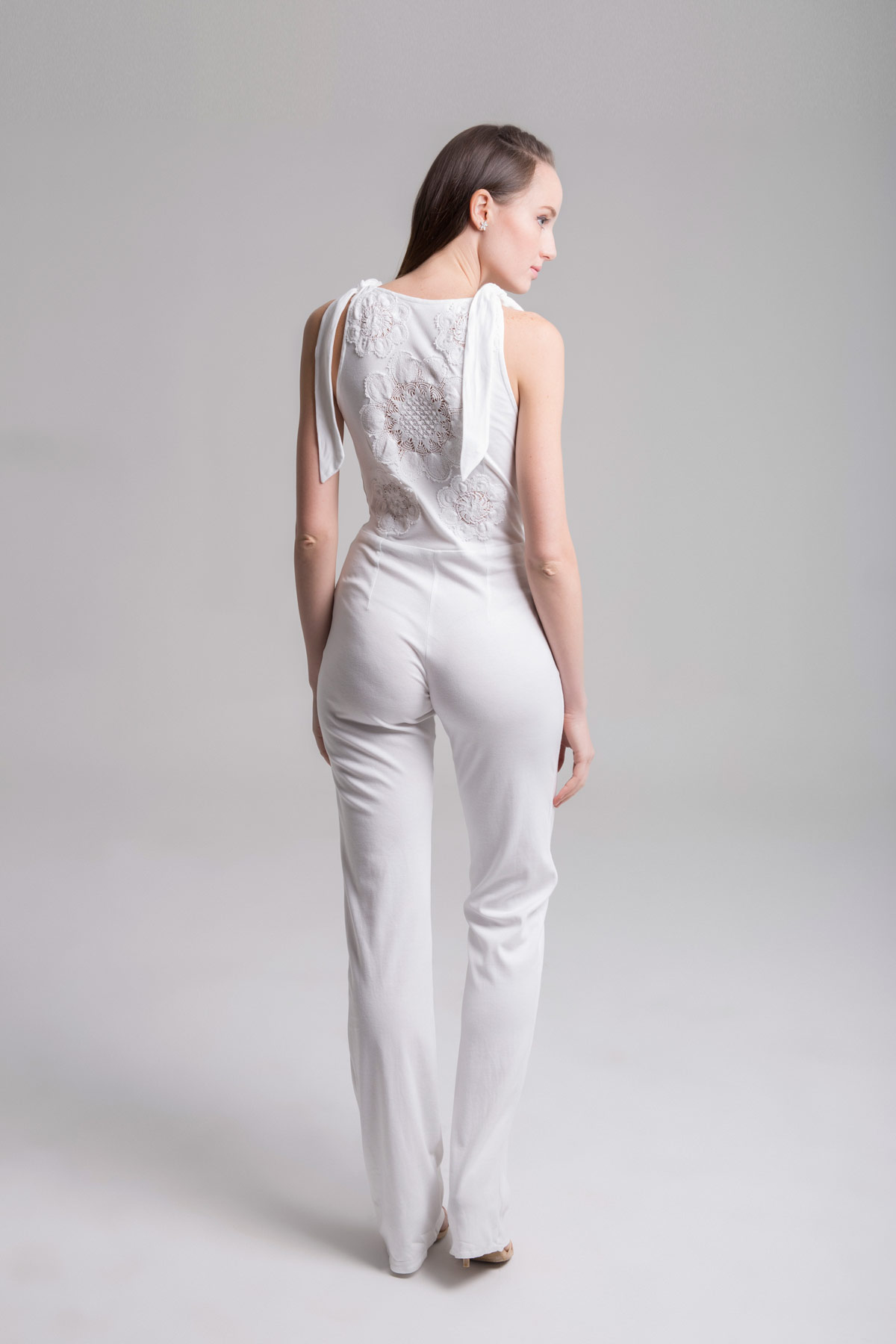 White Jumpsuit with Openwork Back